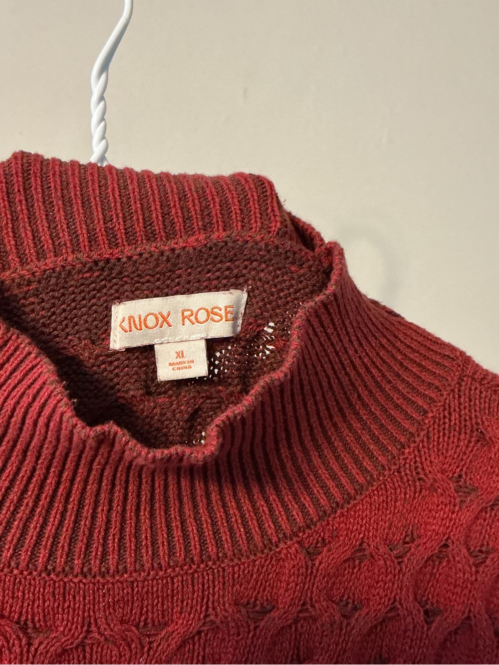 Knox Rose Cable Knit Turtleneck Sweater - Brick Red - Picture 6 of 7